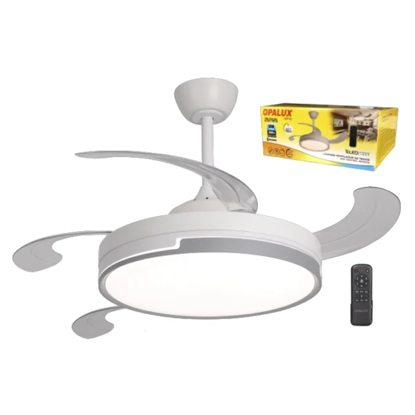 LAMPARA VENTILADOR BLANCO/GRIS "OPALUX" 50W 3CCT 5000LM 200-240V 6 VELOCIDADES