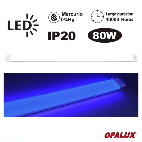 FIXTURE SLIM LED PAVONADO 80W COLOR AZUL 120 CM "OPALUX"