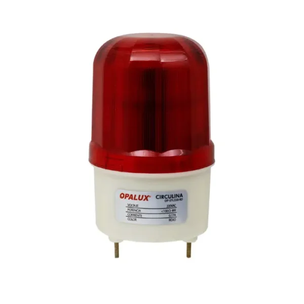 CIRCULINA CON SIRENA "OPALUX" 220V, LUZ LED 5W, 110DB CON FLASHER COLOR ROJO