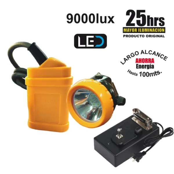 LINTERNA MINERO "OPALUX" 25 HRS 1 LED ALTA 6 LED BAJA 4AH 3.6V ADAPT 6V 900MAH CARGADOR INCLUIDO
