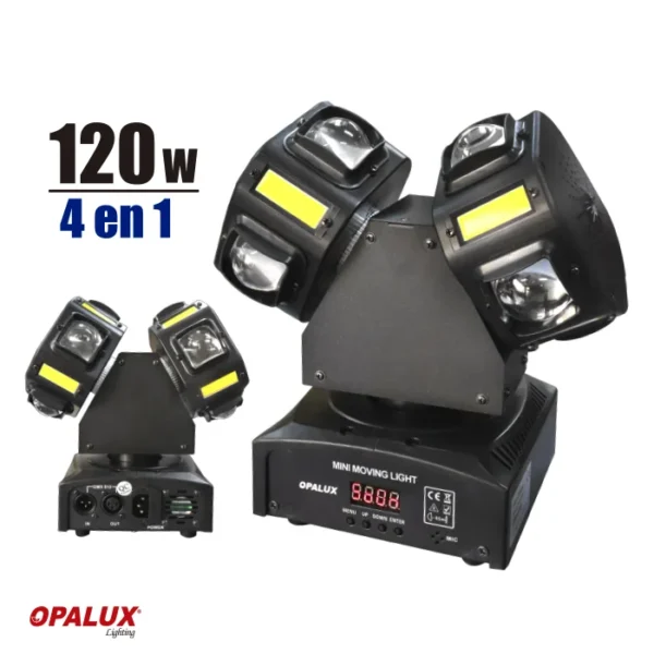 LUCES DOBLE CABEZAL MÓVIL 6 COLORES 4 EN 1 - 120W "OPALUX"