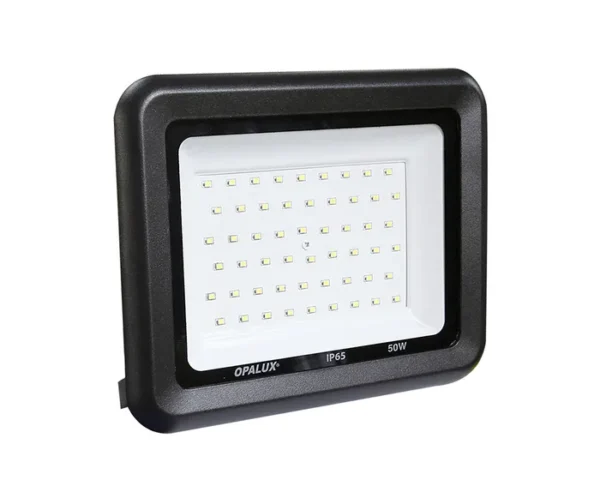 REFLECTOR SLIM 54 LED SMD 4500LM "OPALUX" 50W 185-265V AC LUZ BLANCA COLOR NEGRO IP-65